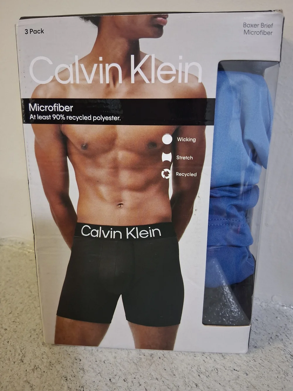 NWT Calvin Klein Men's Microfiber Boxer Briefs - Black & Blue (3 Pack)